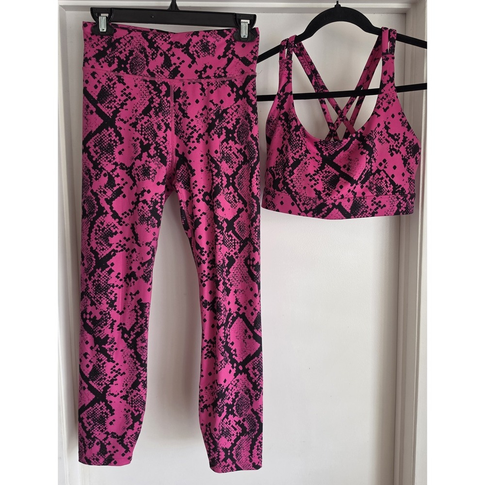 Joy Lab Women S Pink Black Snakeskin Activewear Set Sleeveless Athleisure